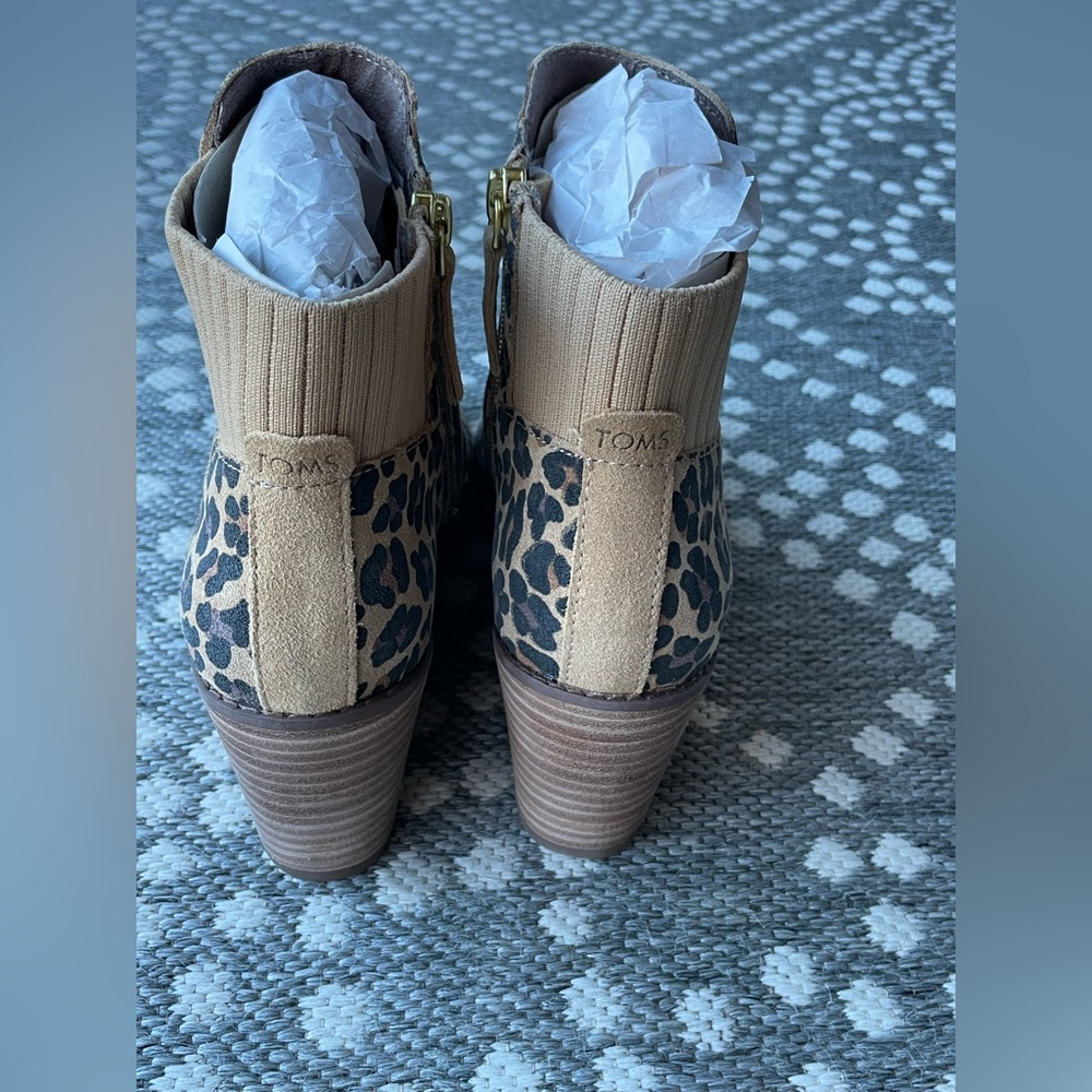 TOMS Sadie Leopard Print Wedge Ankle Boots Womens Sz 7.5 zip up shoes animal - Picture 7 of 14